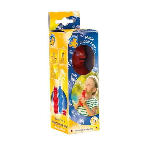 Pustefix Bubble Bear blue bottle ready for outdoor bubble fun.