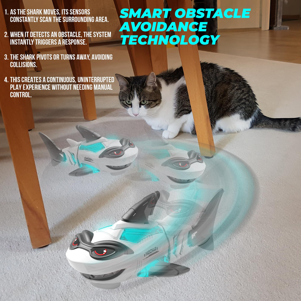 puzgic Shark Toy navigating obstacles with automatic direction change