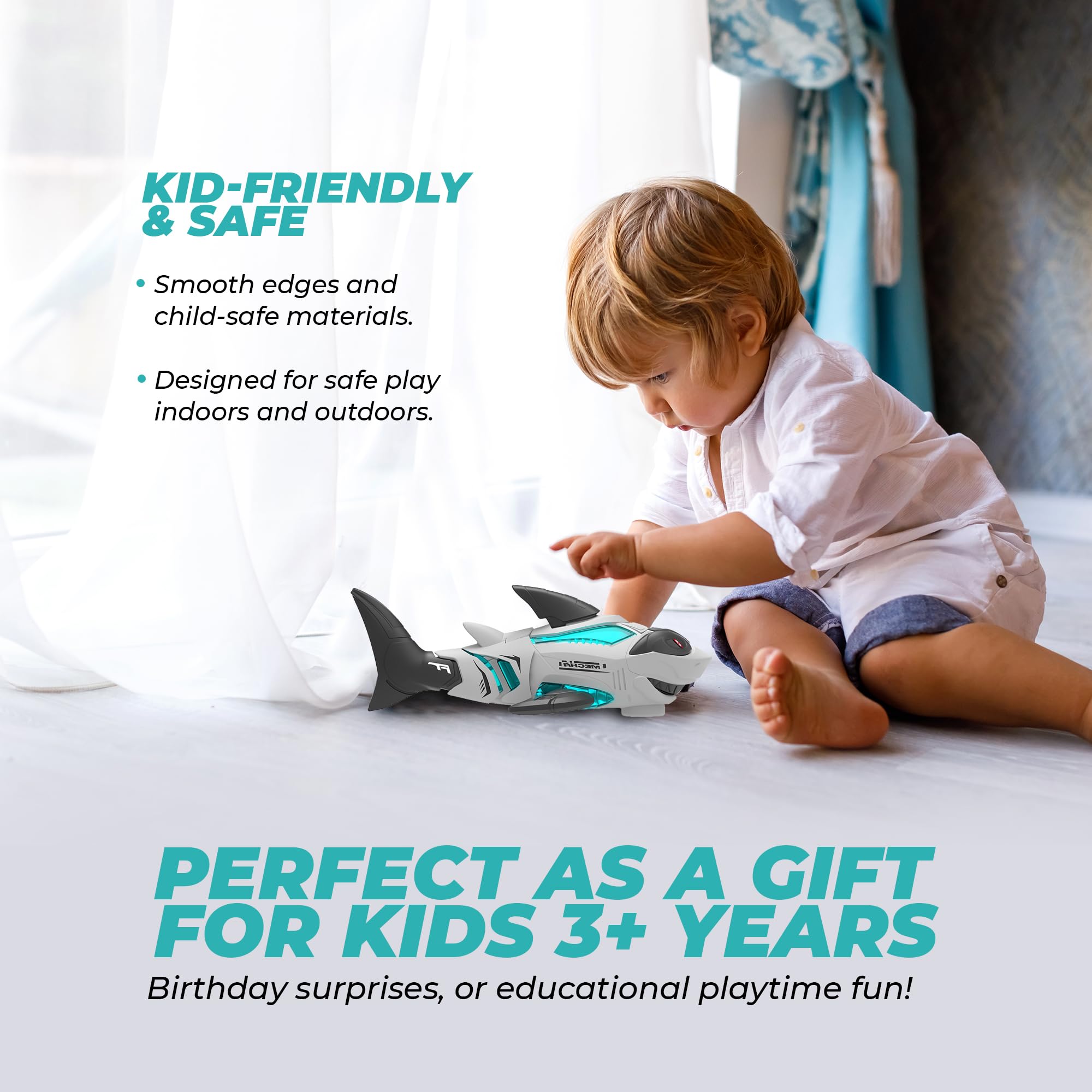puzgic Shark Toy demonstrates music and movement for family play