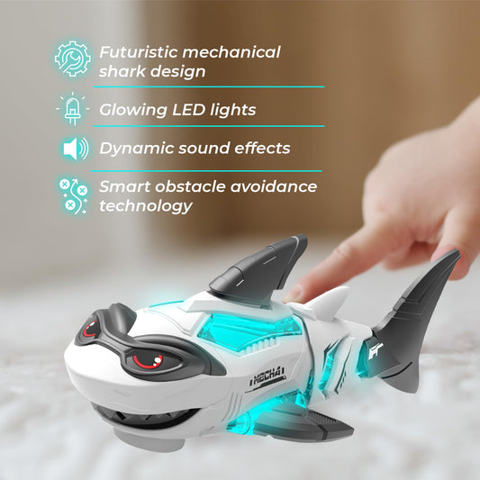 puzgic Shark Toy in motion showing auto-direction change for crawling