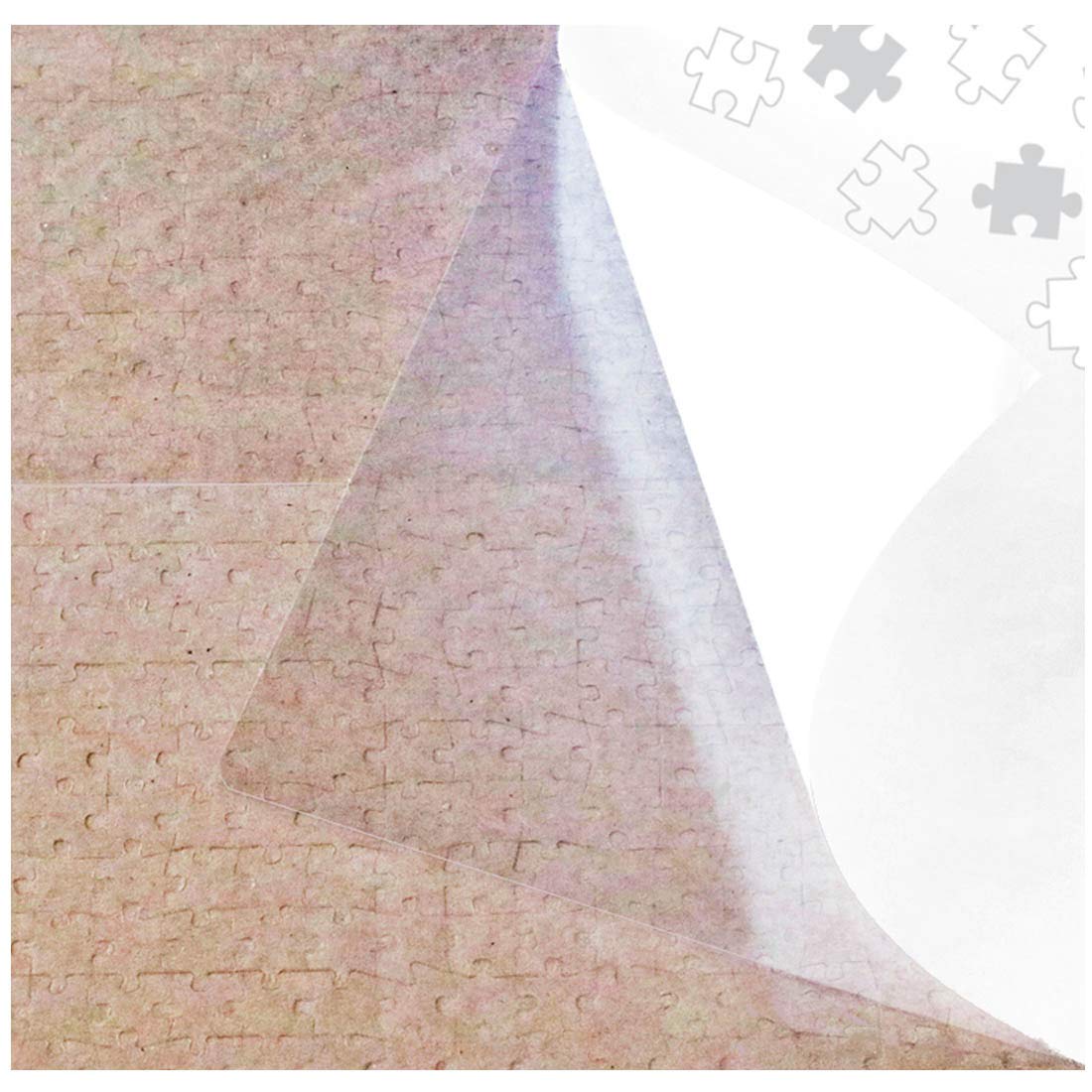 PUZZLE EZ preserve 5x1000-piece glue sheets close-up showing clear coverage and ease of use.