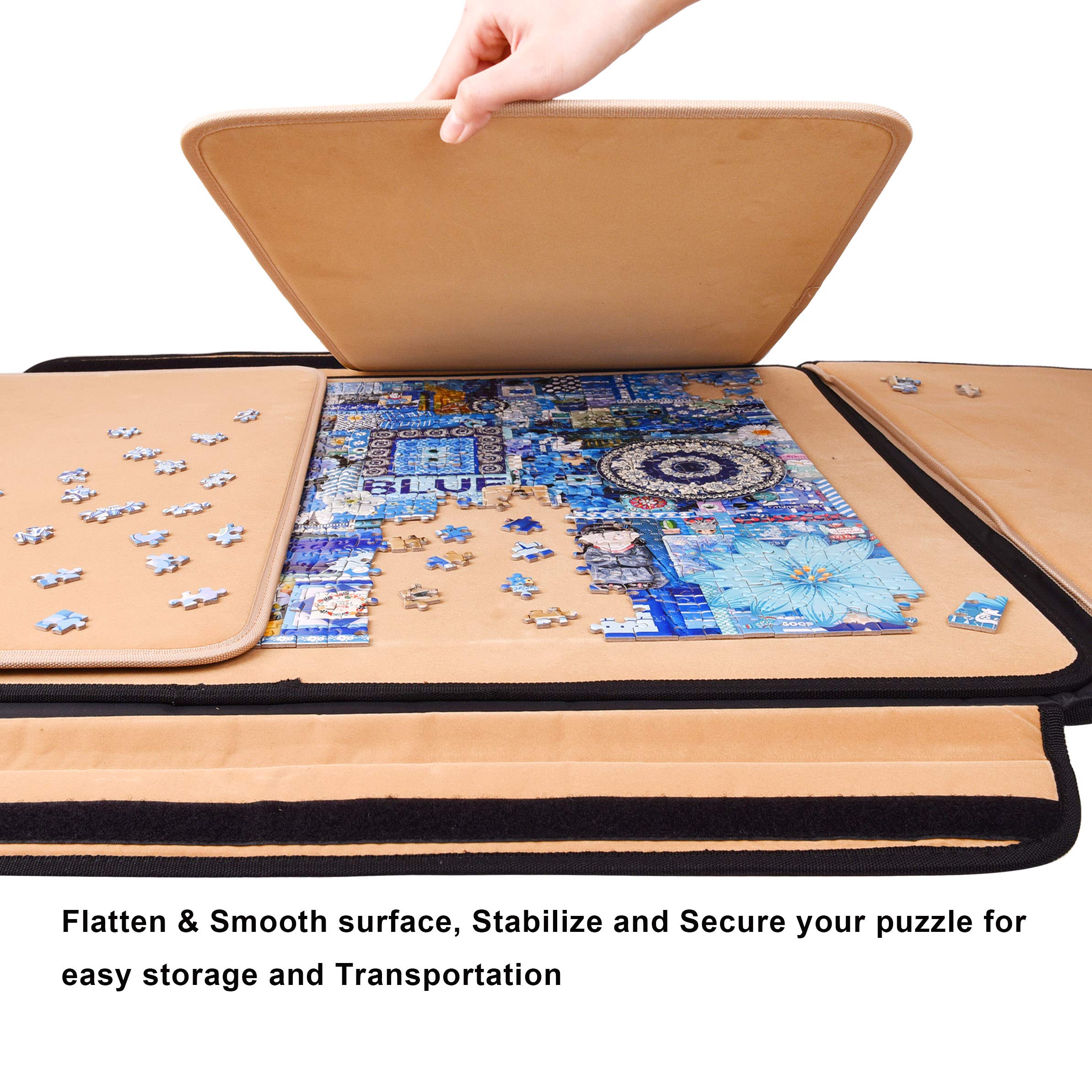 Puzzle Keeper quick-fold Velcro storage keeps puzzles tidy