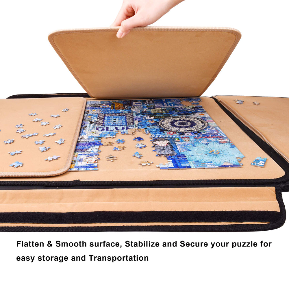 Puzzle Keeper quick-fold Velcro storage keeps puzzles tidy