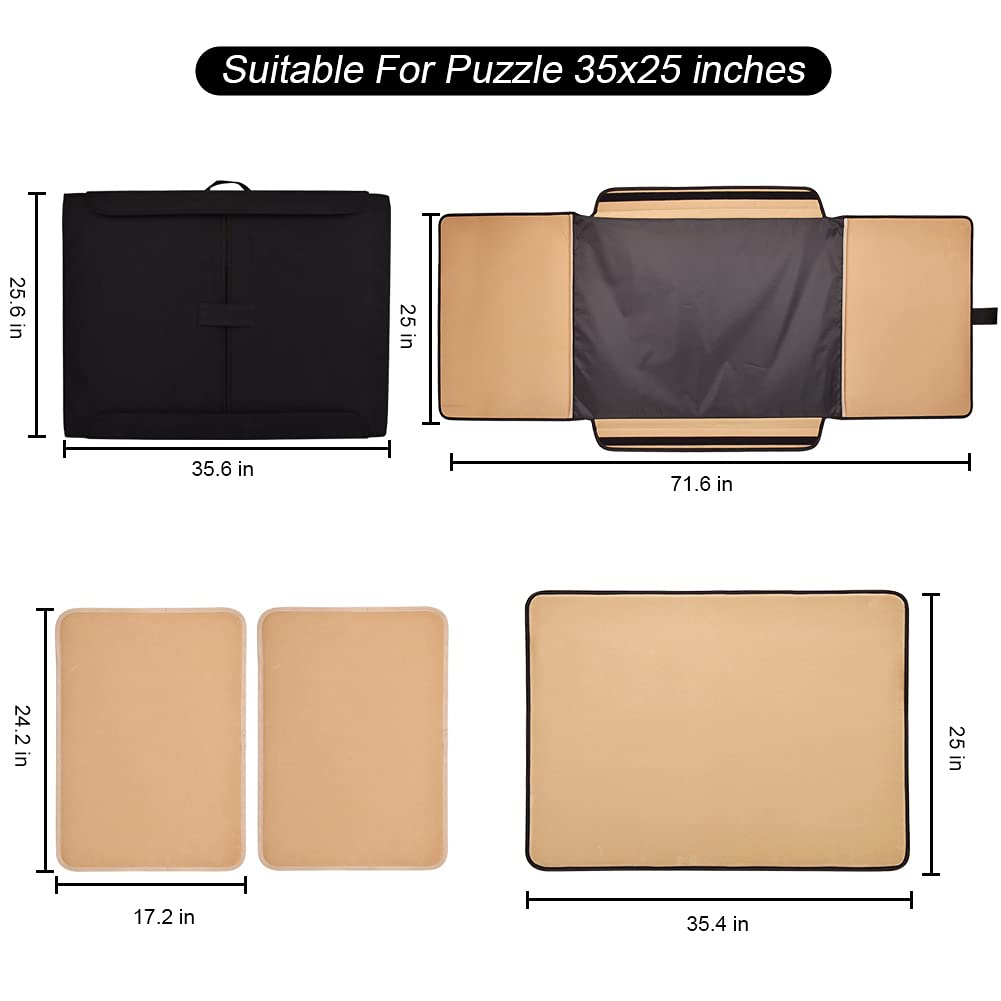 Puzzle Keeper flat, smooth fabric interior holds puzzle pieces in place