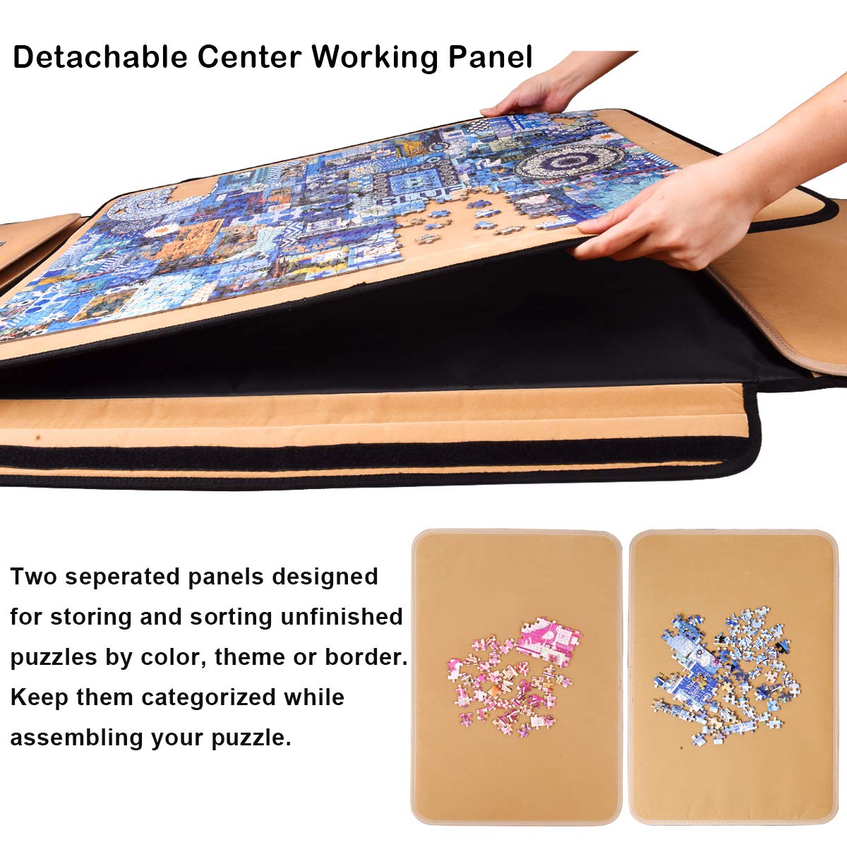 Puzzle Keeper side panels for sorting by color or border while puzzling
