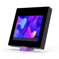 Puzzle Peak poster holder in purple keeps posters upright for easy viewing