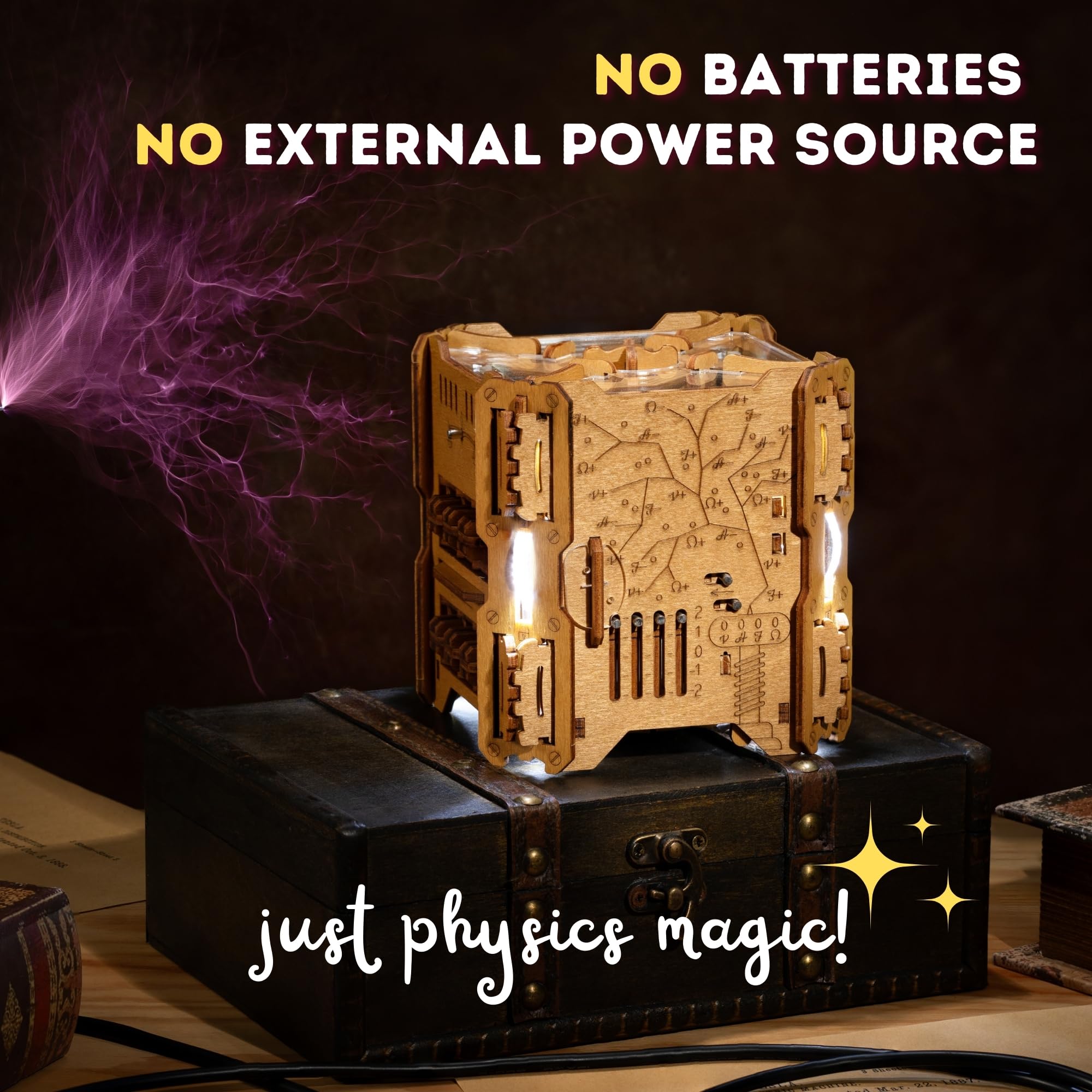 Puzzle Potato Tesla Box electro-mechanical puzzle blends electronics with craft.