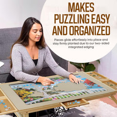 PuzzleCraft non-slip surface keeps puzzle pieces in place during assembly.