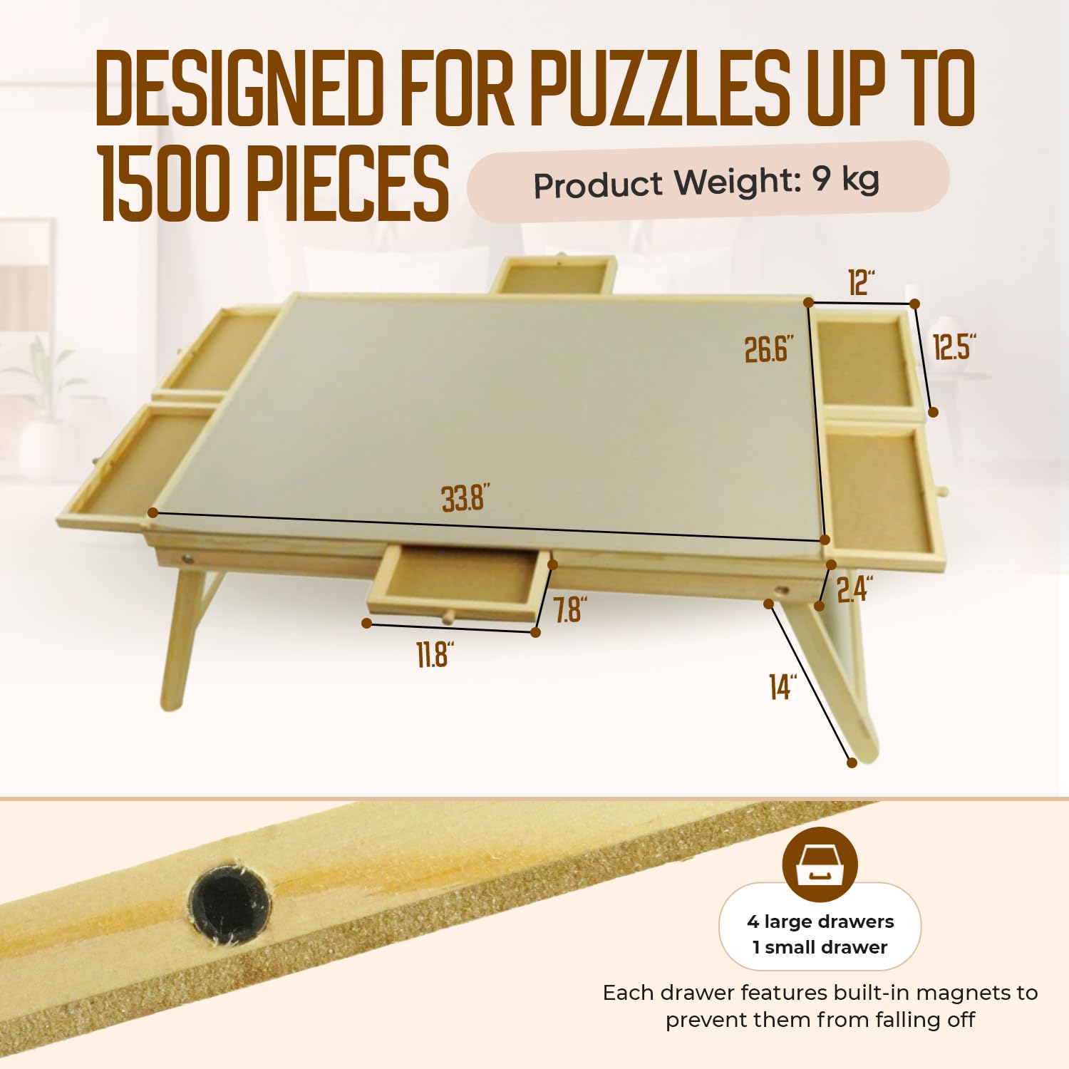 PuzzleCraft cover protects progress from dust, pets, and spills.