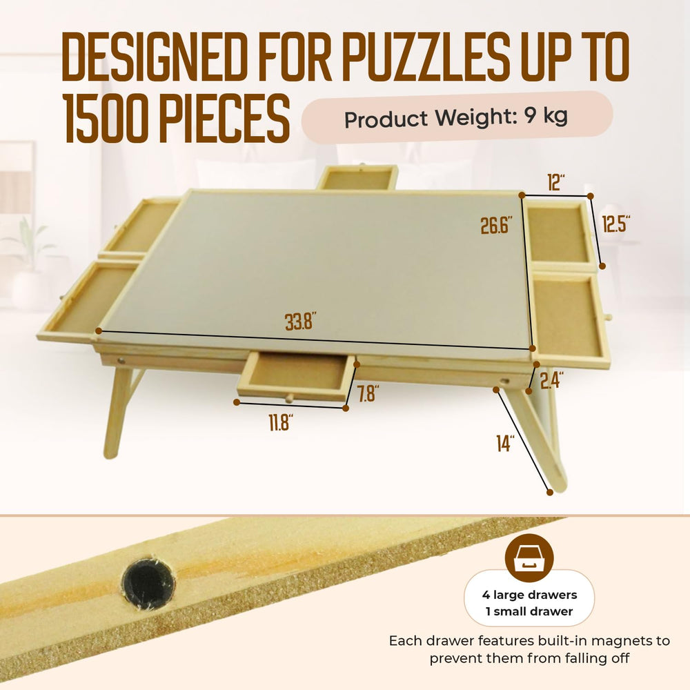 PuzzleCraft cover protects progress from dust, pets, and spills.