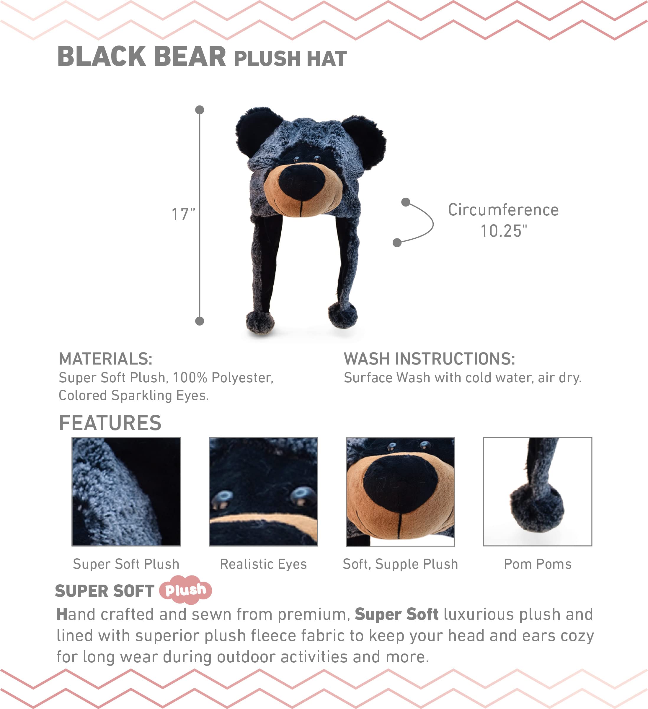 Puzzled DolliBu Bear Hat ear flaps close-up keeps ears warm