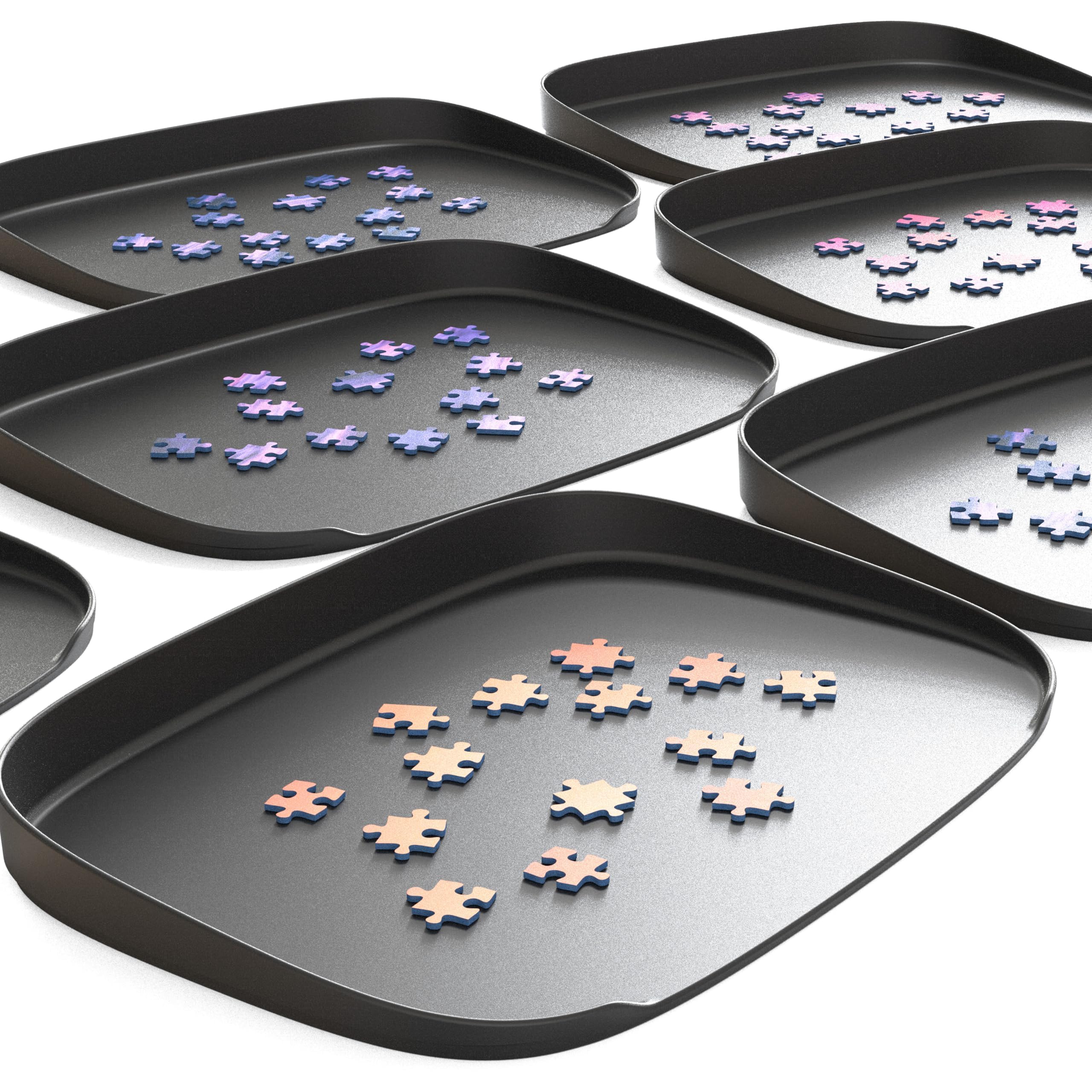 Puzzlup Puzzle Sorting Trays front view with open edge design for quick piece access.