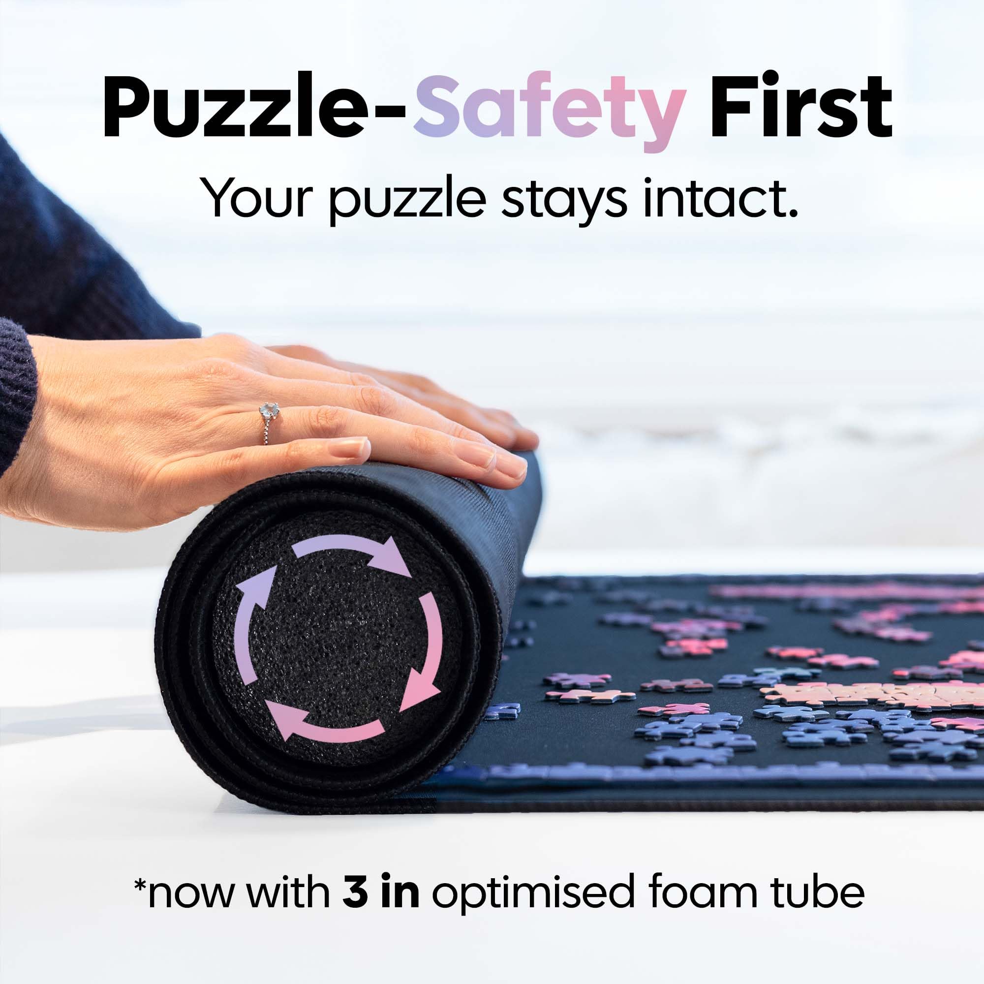 Puzzlup roll-and-lock system enabling quick storage