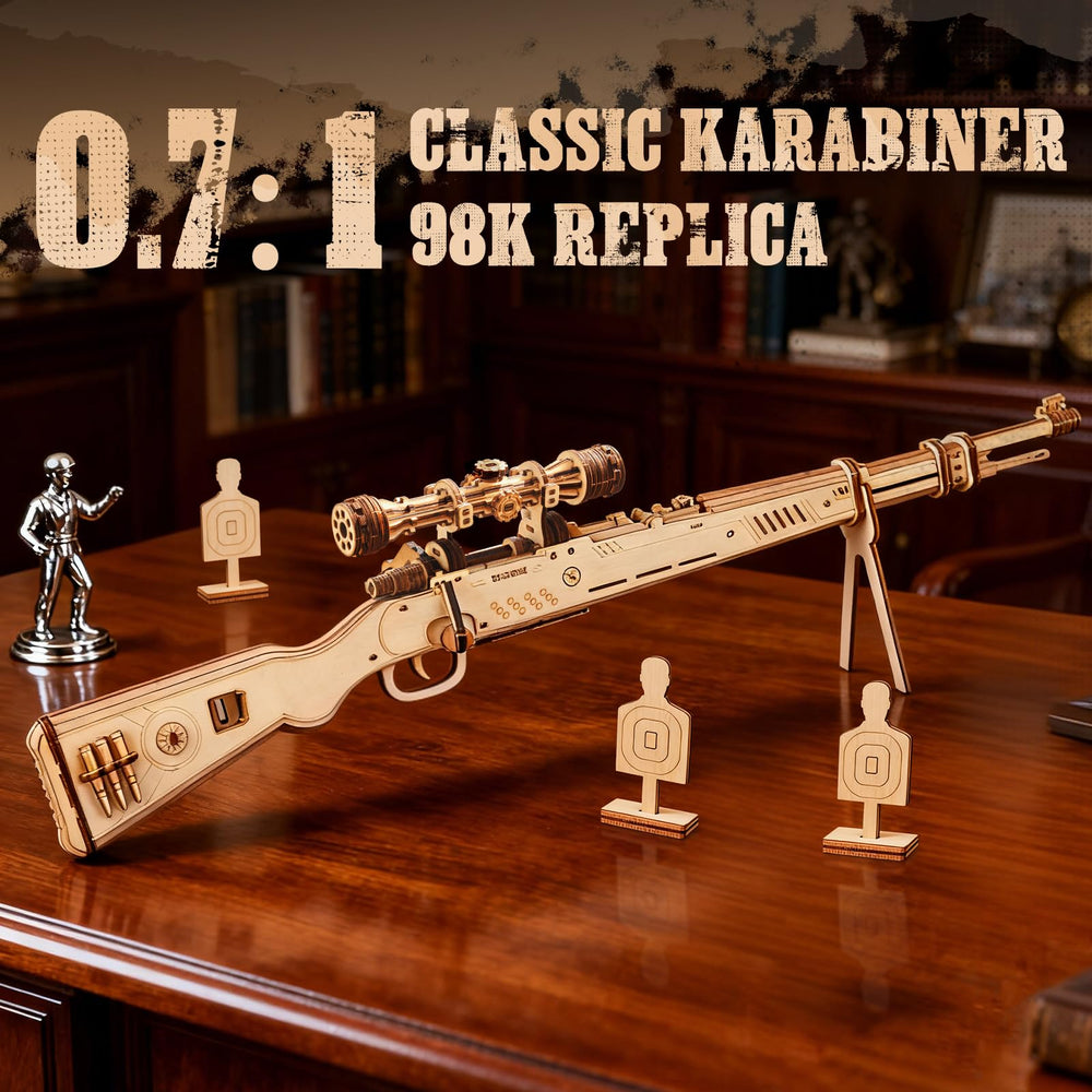 PuzzVerse wooden gun puzzle parts show precise laser-cut detailing