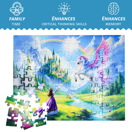 PuzzWiz unicorn kingdom scene detailing artwork to aid focus during assembly