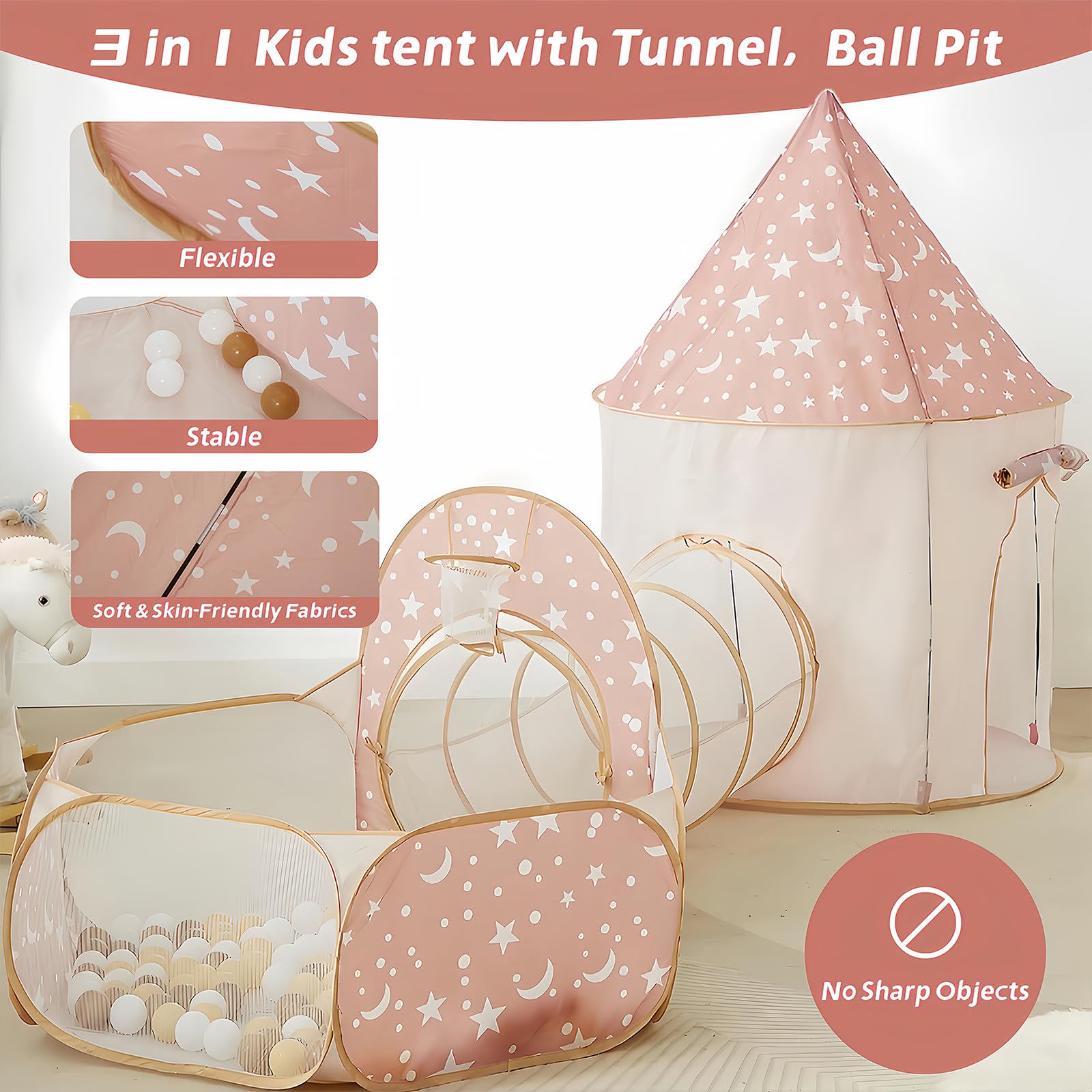 PXFAYSFQ beige star-pattern tent blends with home decor.