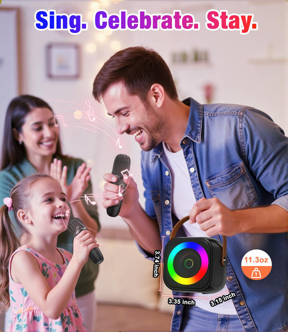 Pxzvd mini karaoke connects to phones and tablets for versatile playback.
