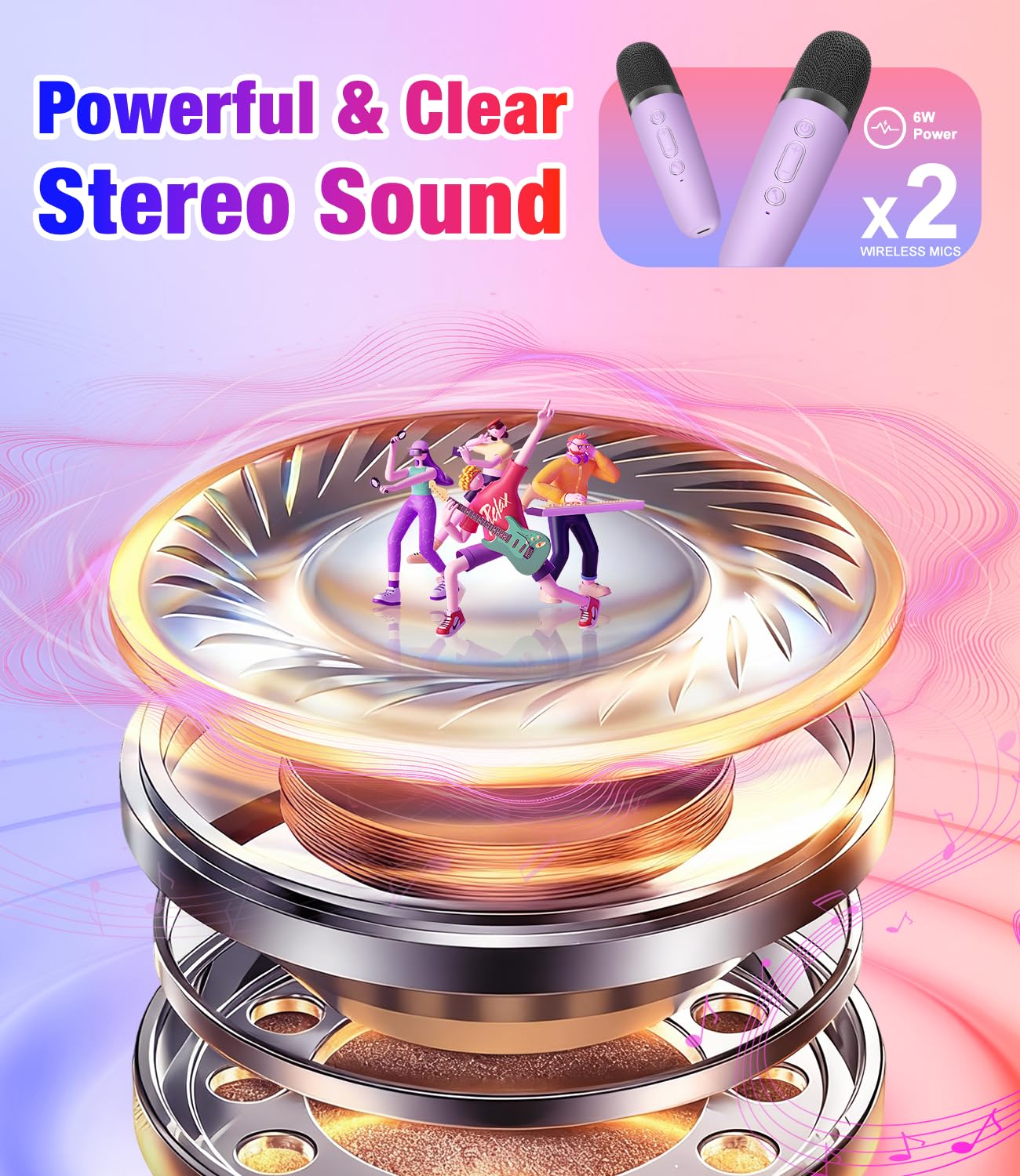Pxzvd mini karaoke machine LED ring lights enhance party visuals.
