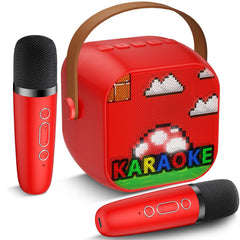 Pxzvd mini karaoke machine red front view for portable family fun.