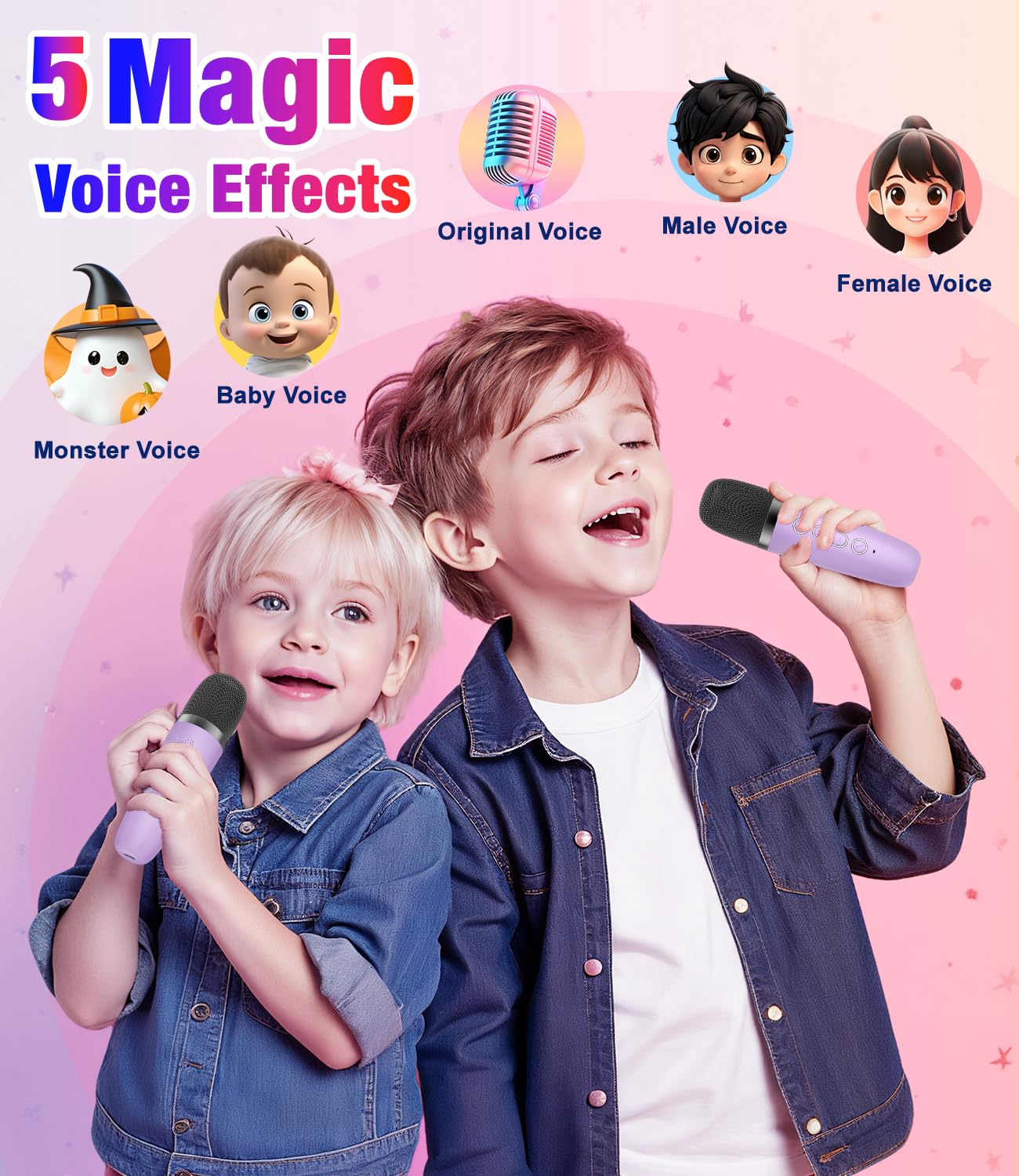Pxzvd two wireless microphones enable kid-friendly duets.