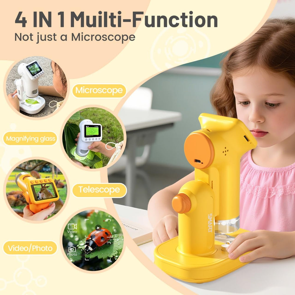 Camera and video capture lets kids save discoveries.