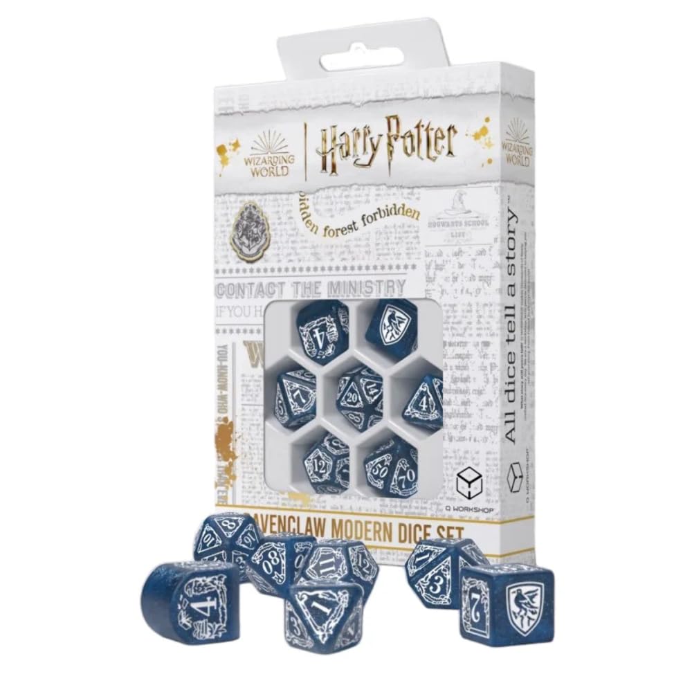 Q Workshop Gryffindor modern dice set in red with shimmering burgundy finish for tabletop games