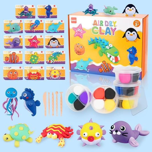 QANIY air dry clay kit box with marine life shapes for creative play