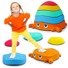 QANIY Crabs Balance Stones show vibrant colors to attract kids to active, safe balance challenges.