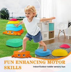 QANIY Crabs Balance Stones have rounded edges to help safe stepping during play.