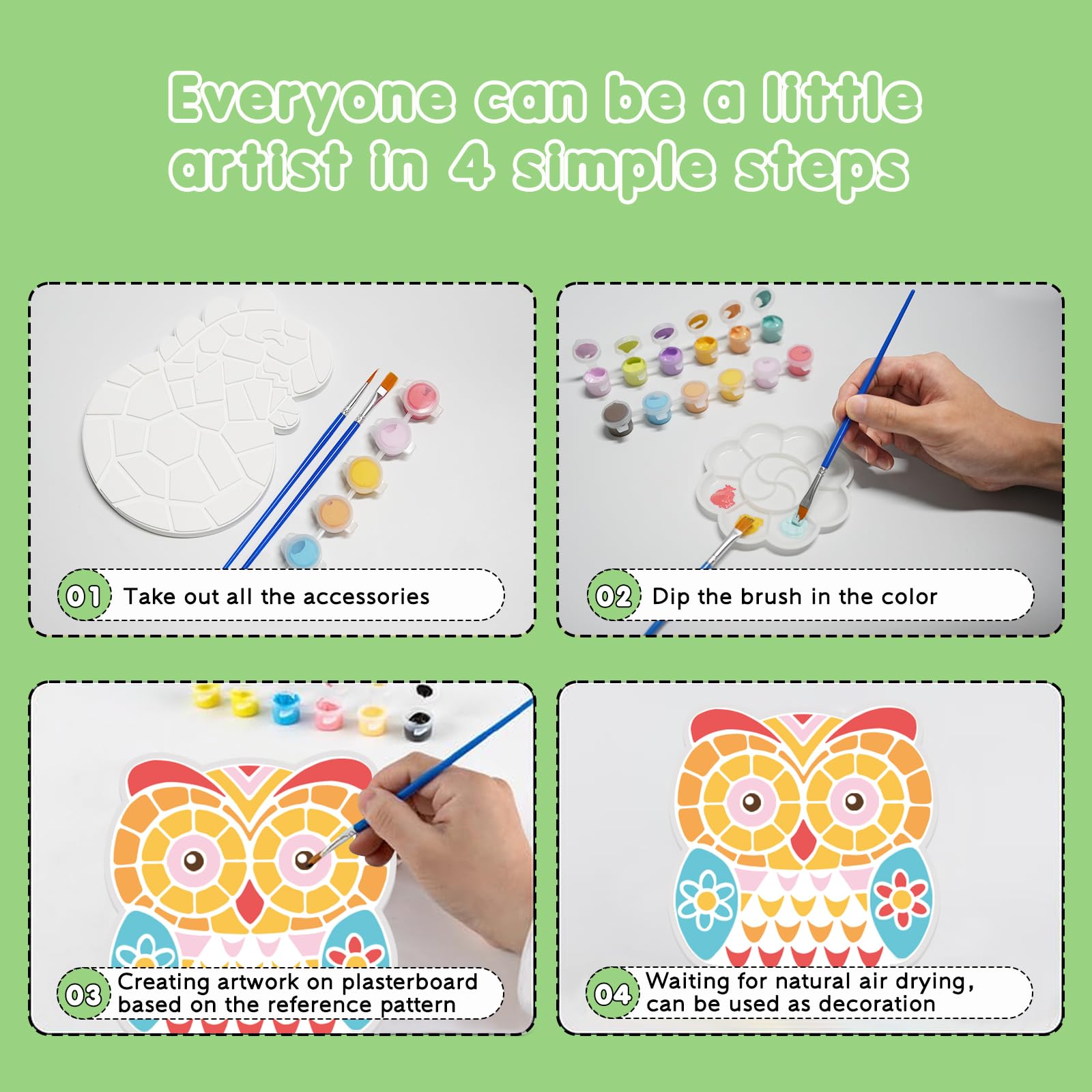 QANIY stepping stones kit owl pattern for whimsical walkways kid friendly painting activity.