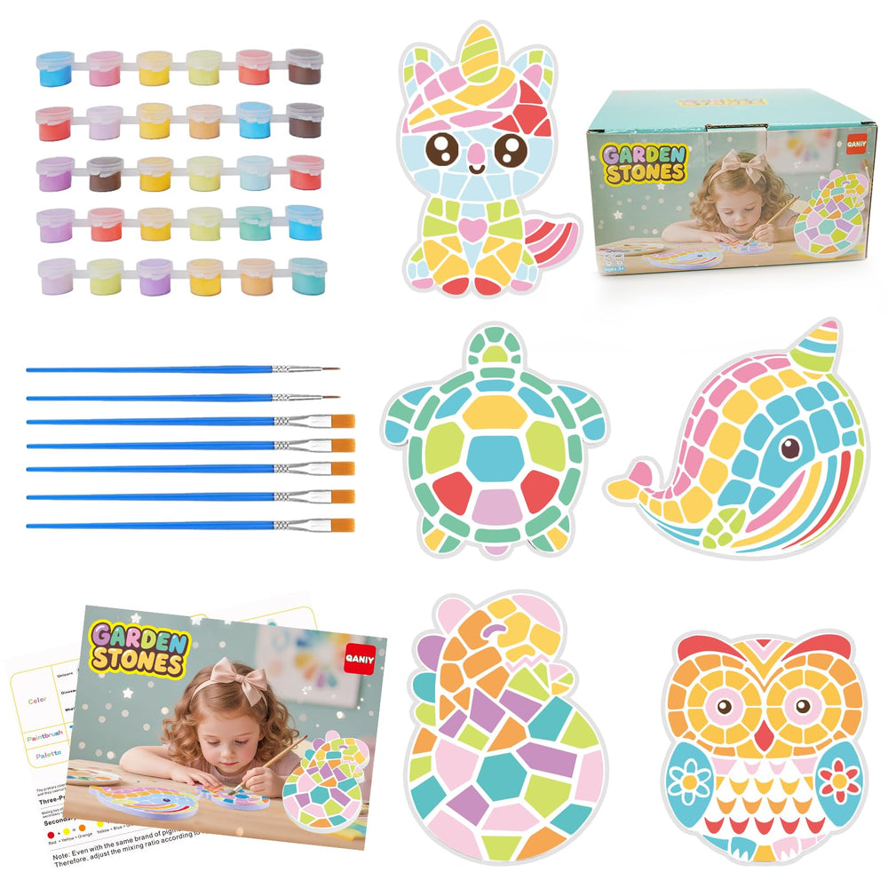 QANIY stepping stones kit unicorn pattern for garden paths encourages outdoor creativity.