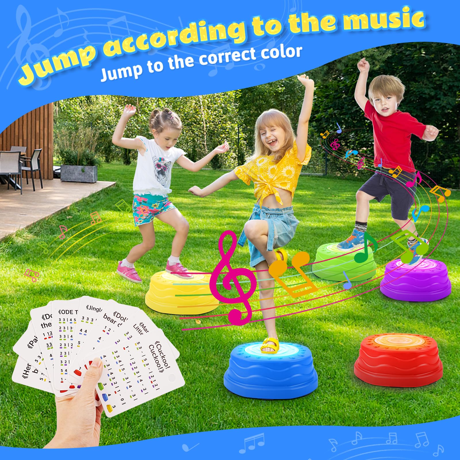 QANIY stepping stones red-pattern set adding bright color to play.