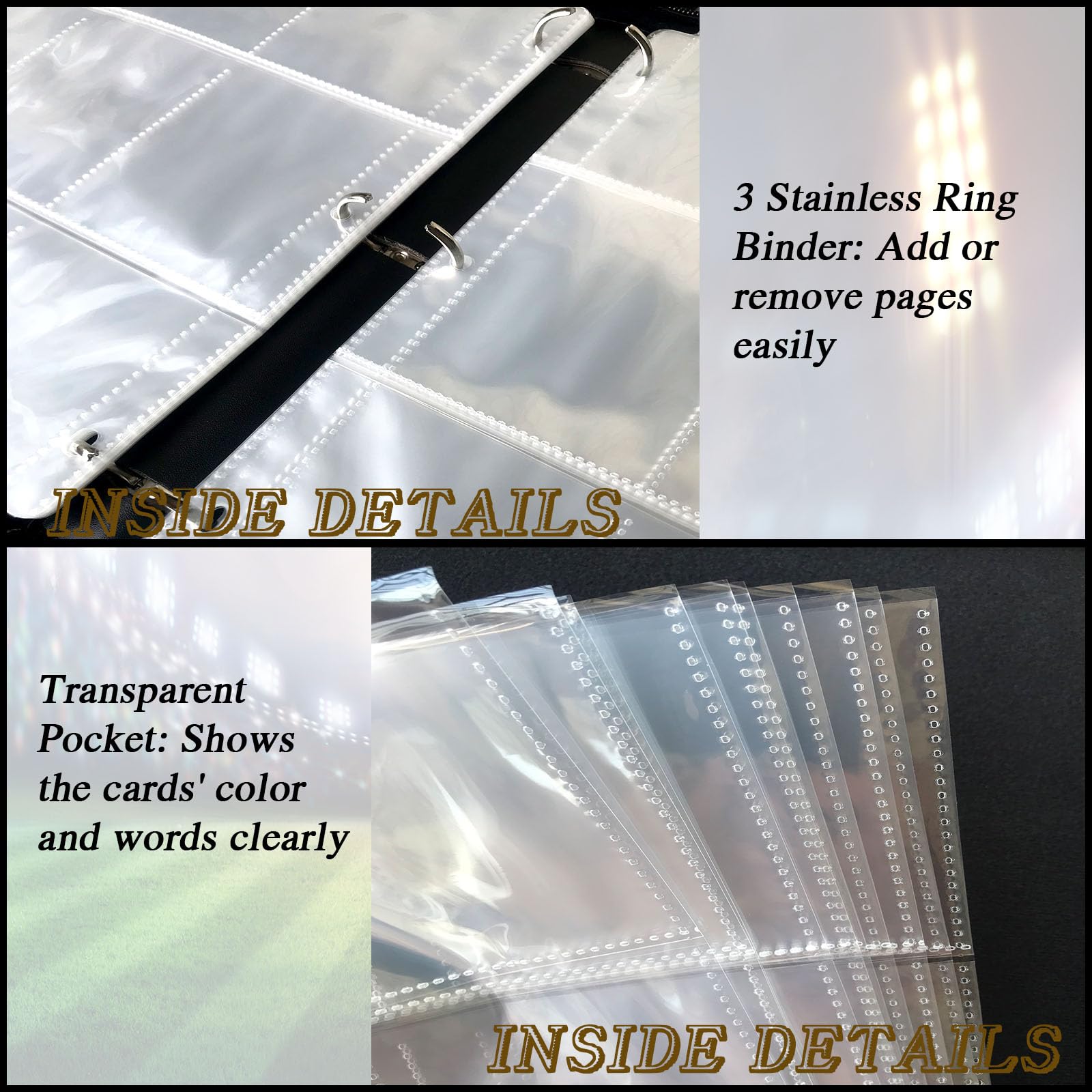 QANYYO binder zipper closure keeps contents secure during travel