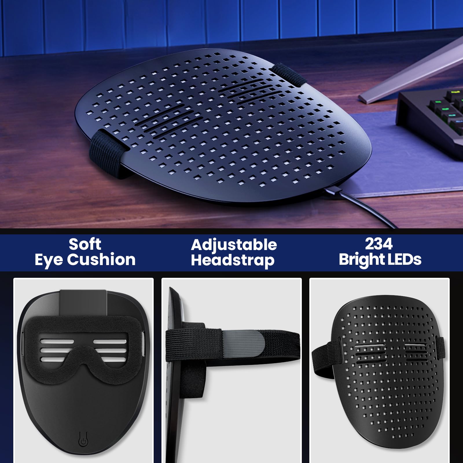 QAQ LED Mask offers comfort with padding, eye slits, and breathable fit