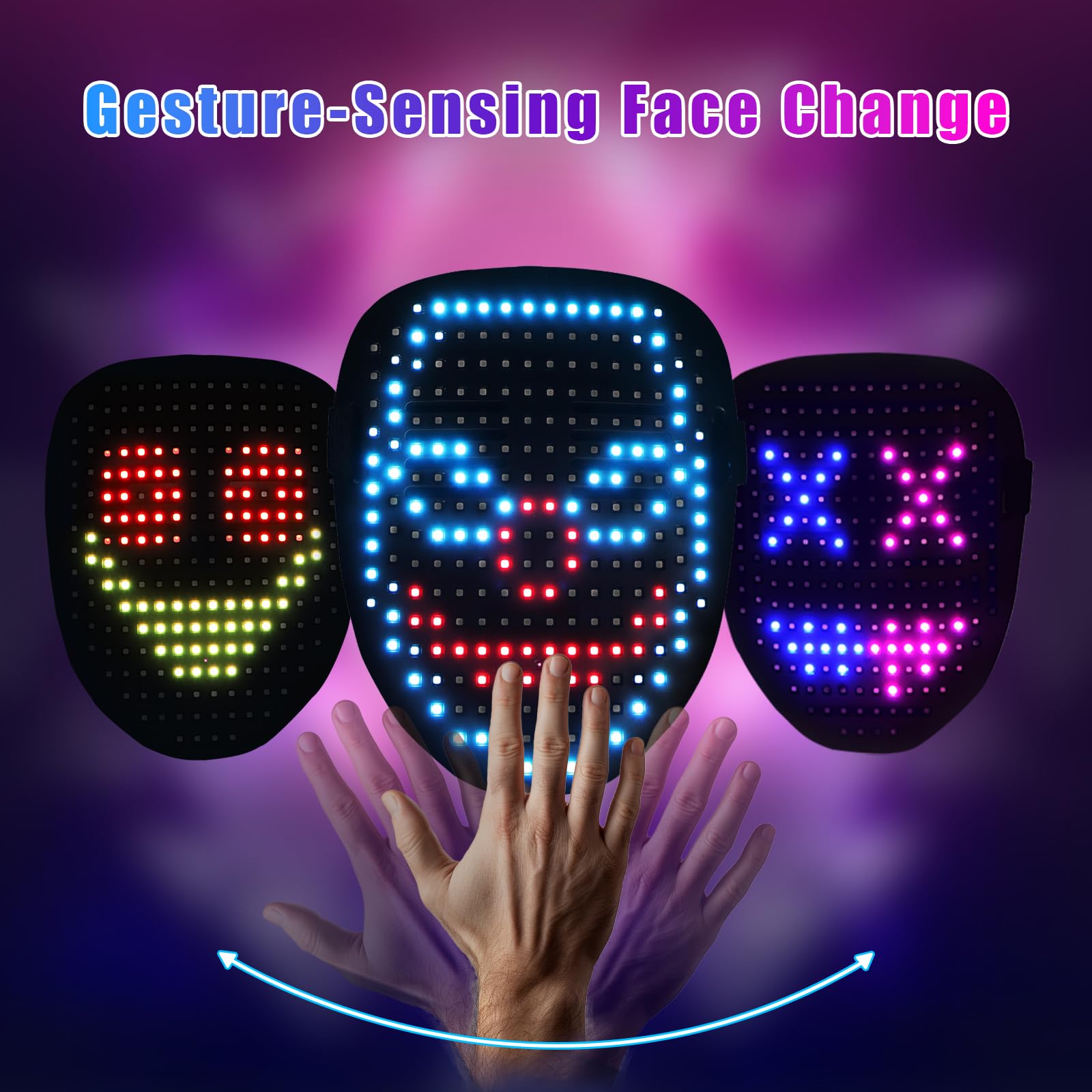QAQ LED Mask gesture sensing enables interactive, swipe-controlled effects