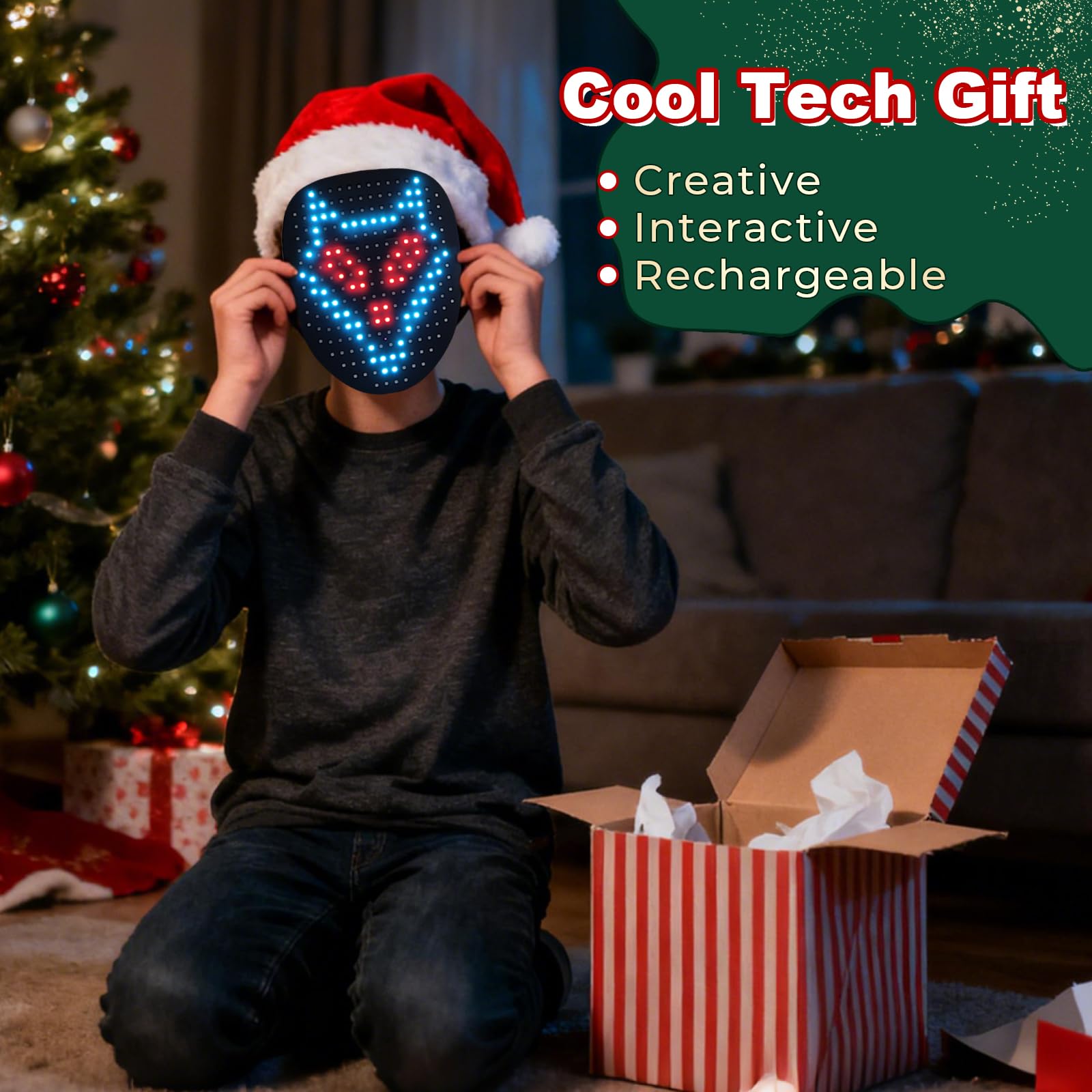 QAQ LED Mask packaged gift-ready for birthdays or Halloween