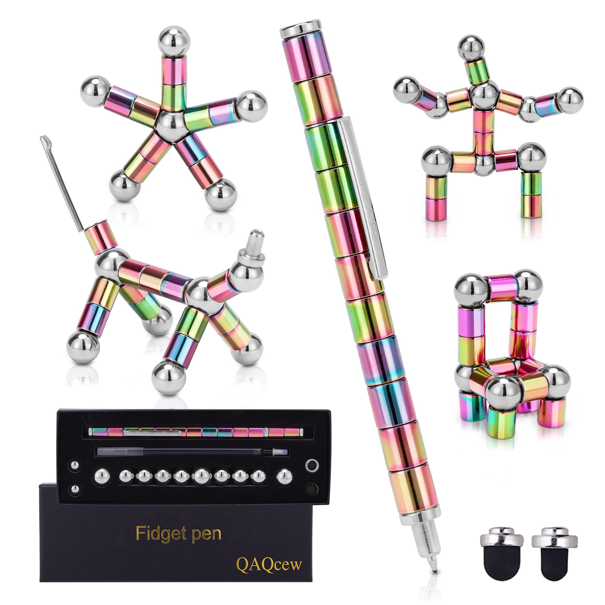 QAQcew Fidget Pen in hand shows portable, tactile focus.