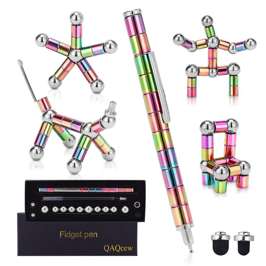 QAQcew Fidget Pen in hand shows portable, tactile focus.