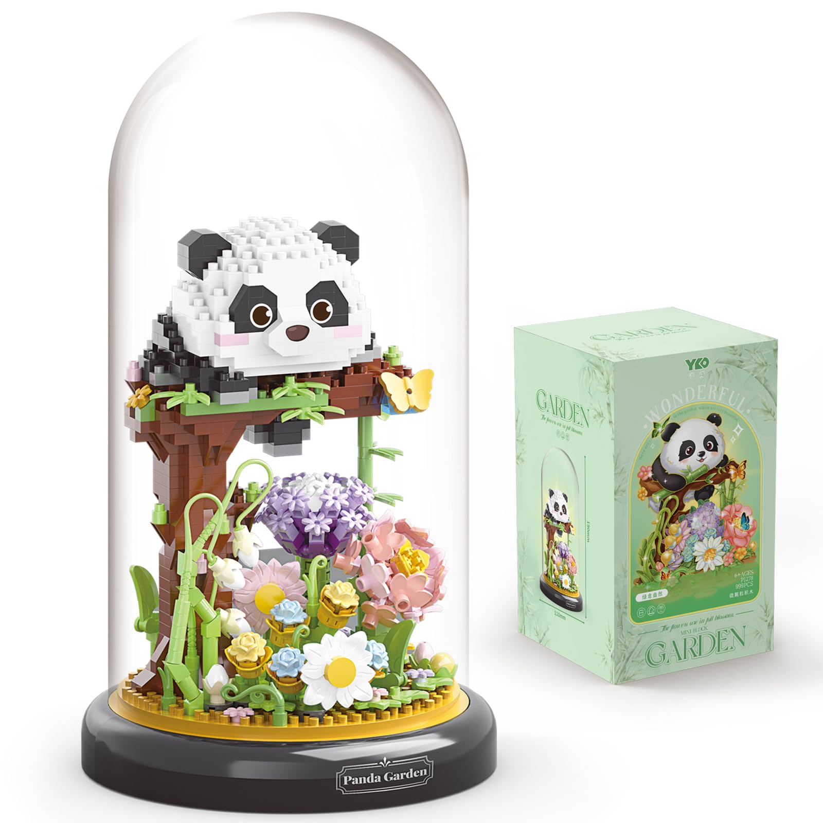 QARULUS Panda Flowers base and transparent cover for a stable display.