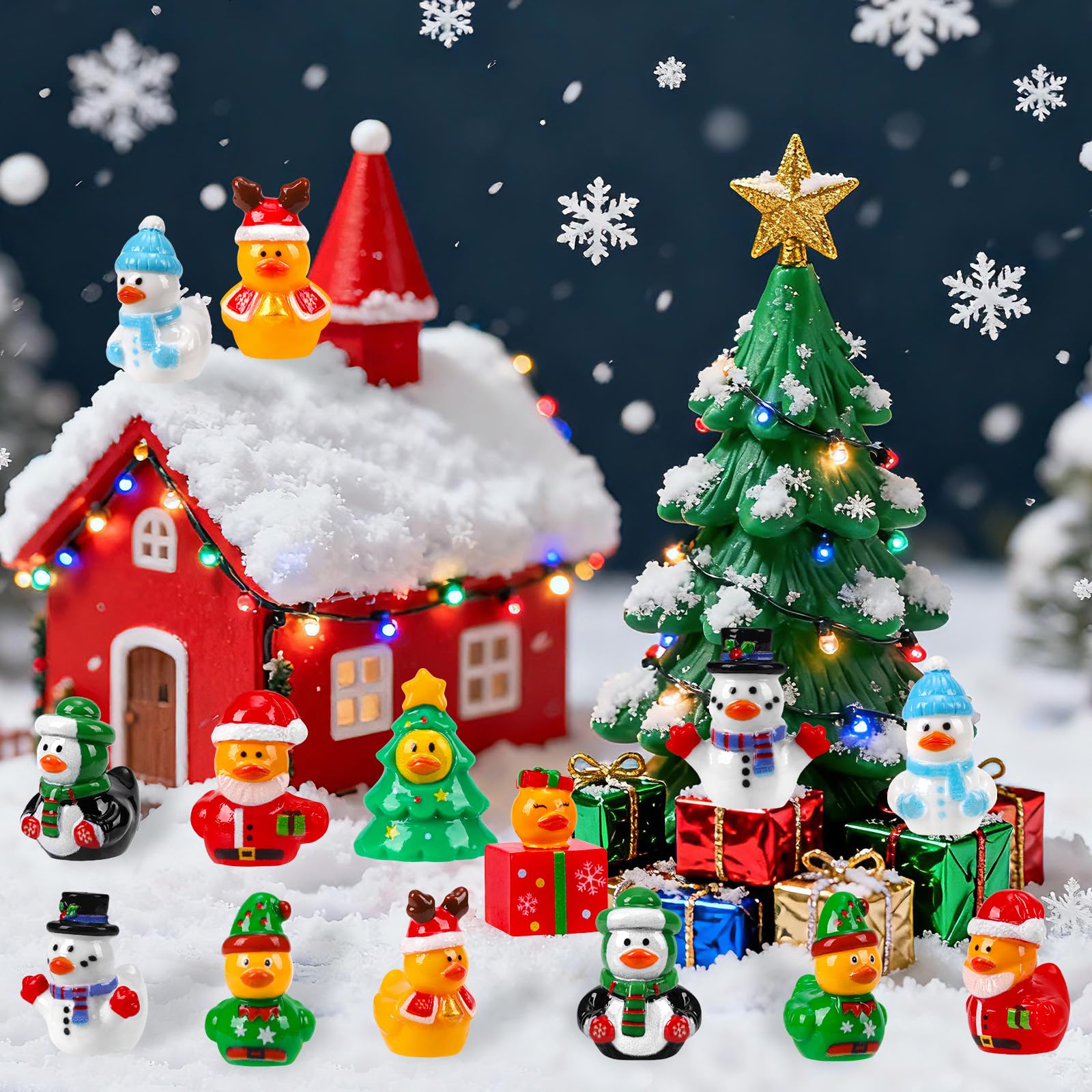 QAUYETM duck in tree enhances winter wonderland displays and gift setups.