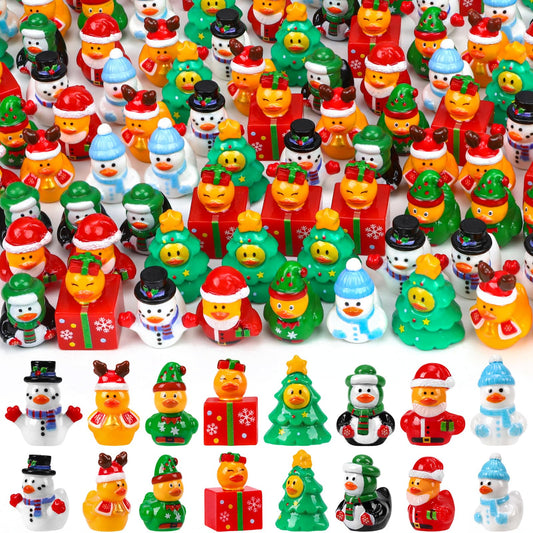 QAUYETM Santa duck with gift box, ideal for festive table decor and gifts.
