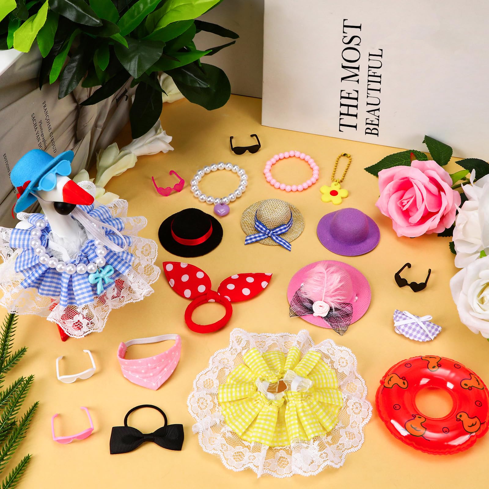 QAUYETM mini desk goose dresses in light fabric for bright displays