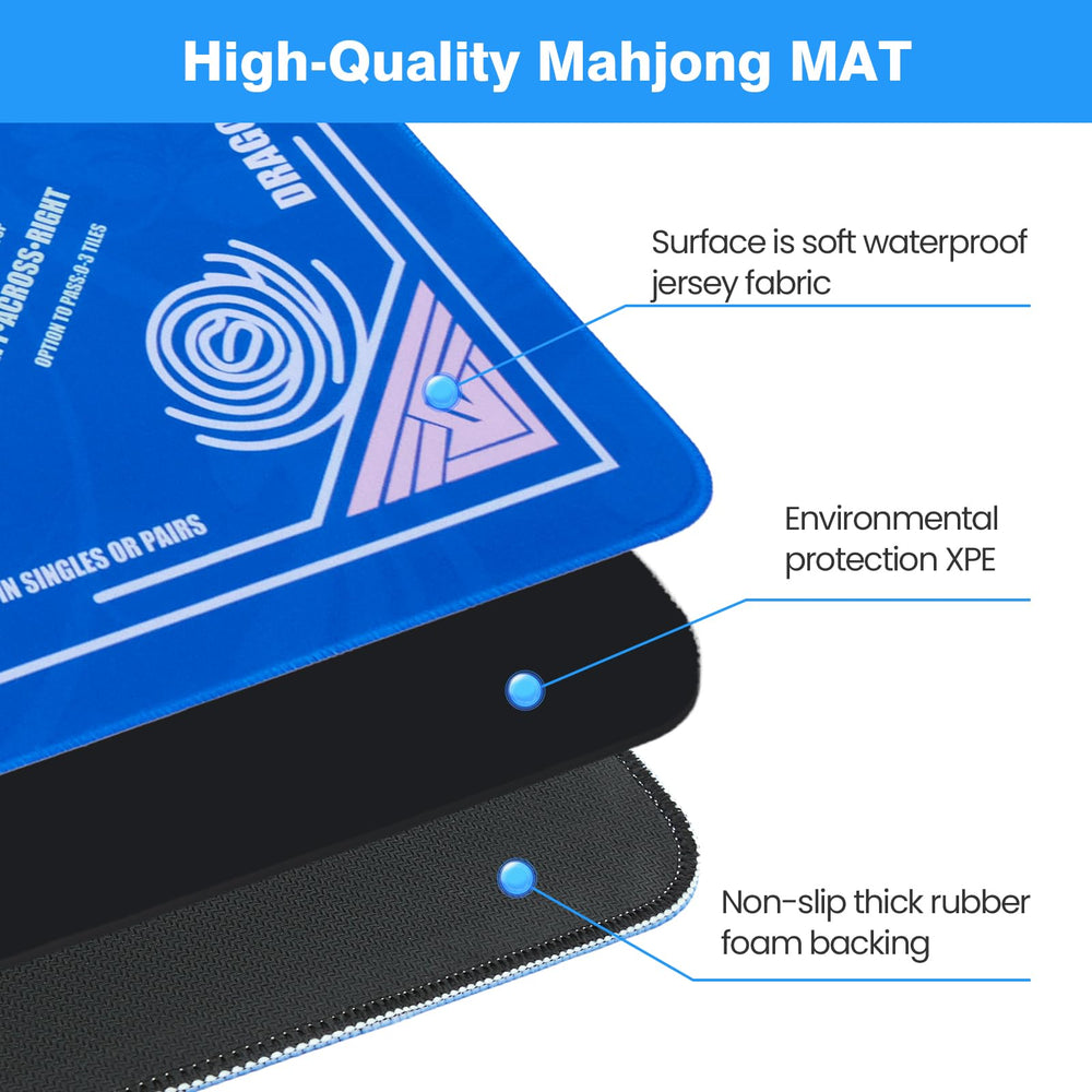 QAZWQAZ Mahjong Mat includes three dice for quick tabletop games.