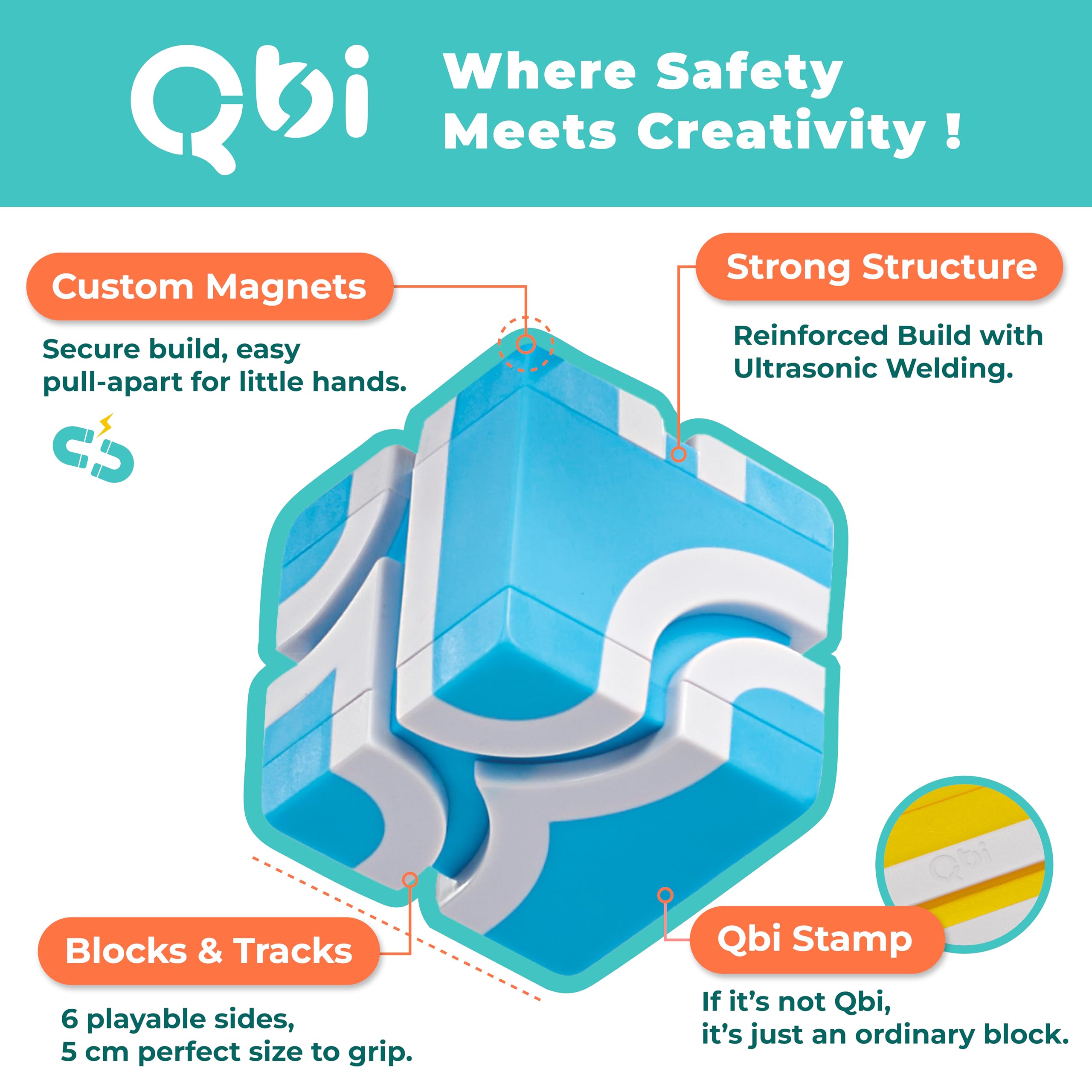 QBI interconnectable magnetic cubes support versatile builds and spatial skill growth.