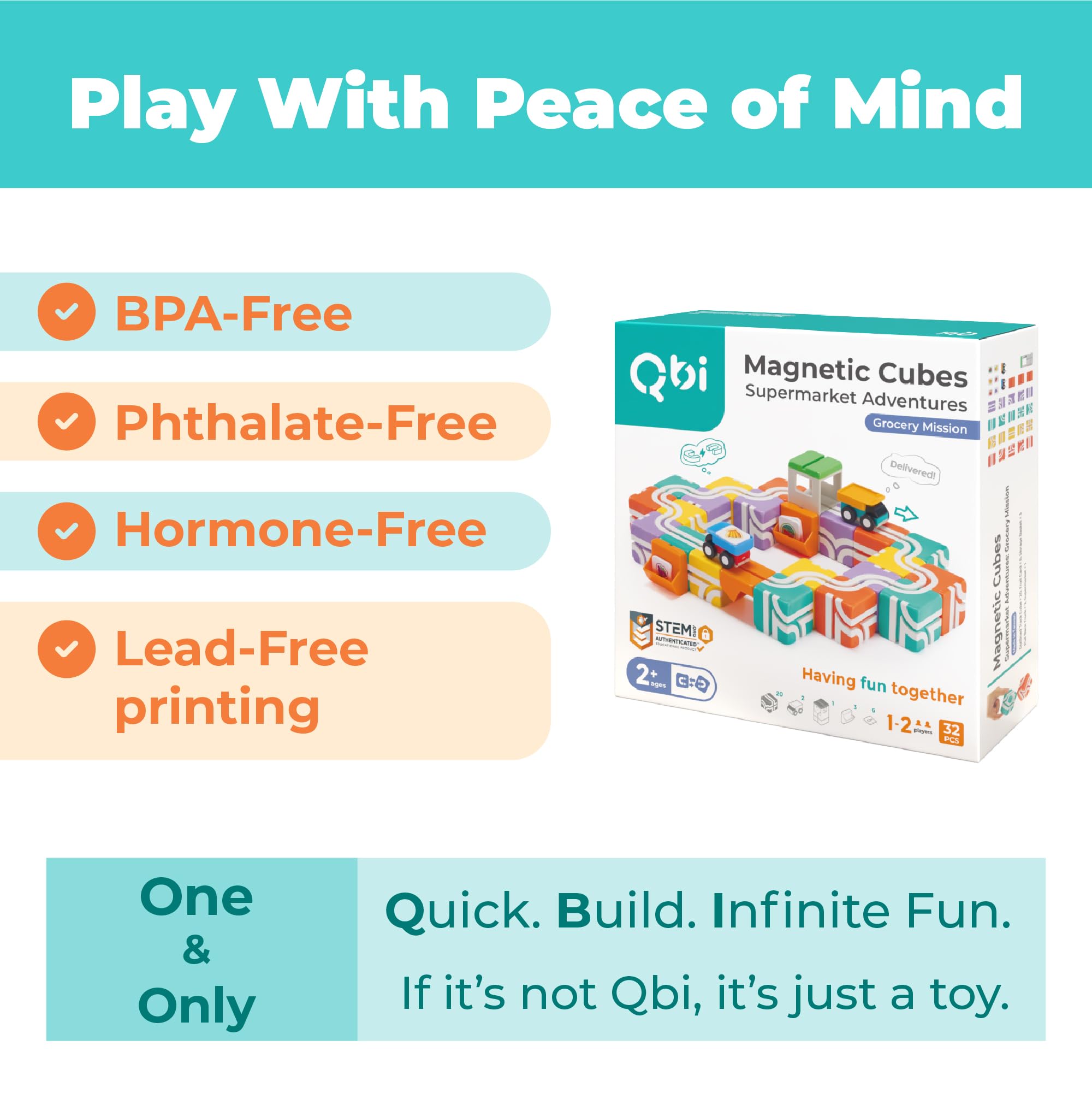 QBI Magnetic Blocks safe materials and toddler-tested durability