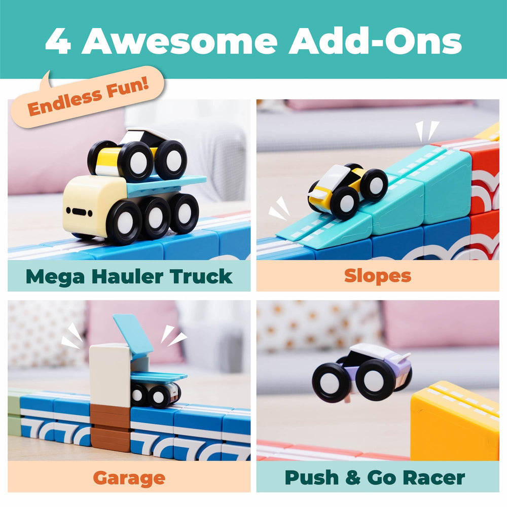 QBI Play Starter downhill track demonstrates thrilling gravity racing and smooth car slides