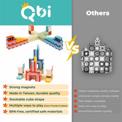QBI Play Starter stack-building cubes emphasize modular creativity and stable vertical construction