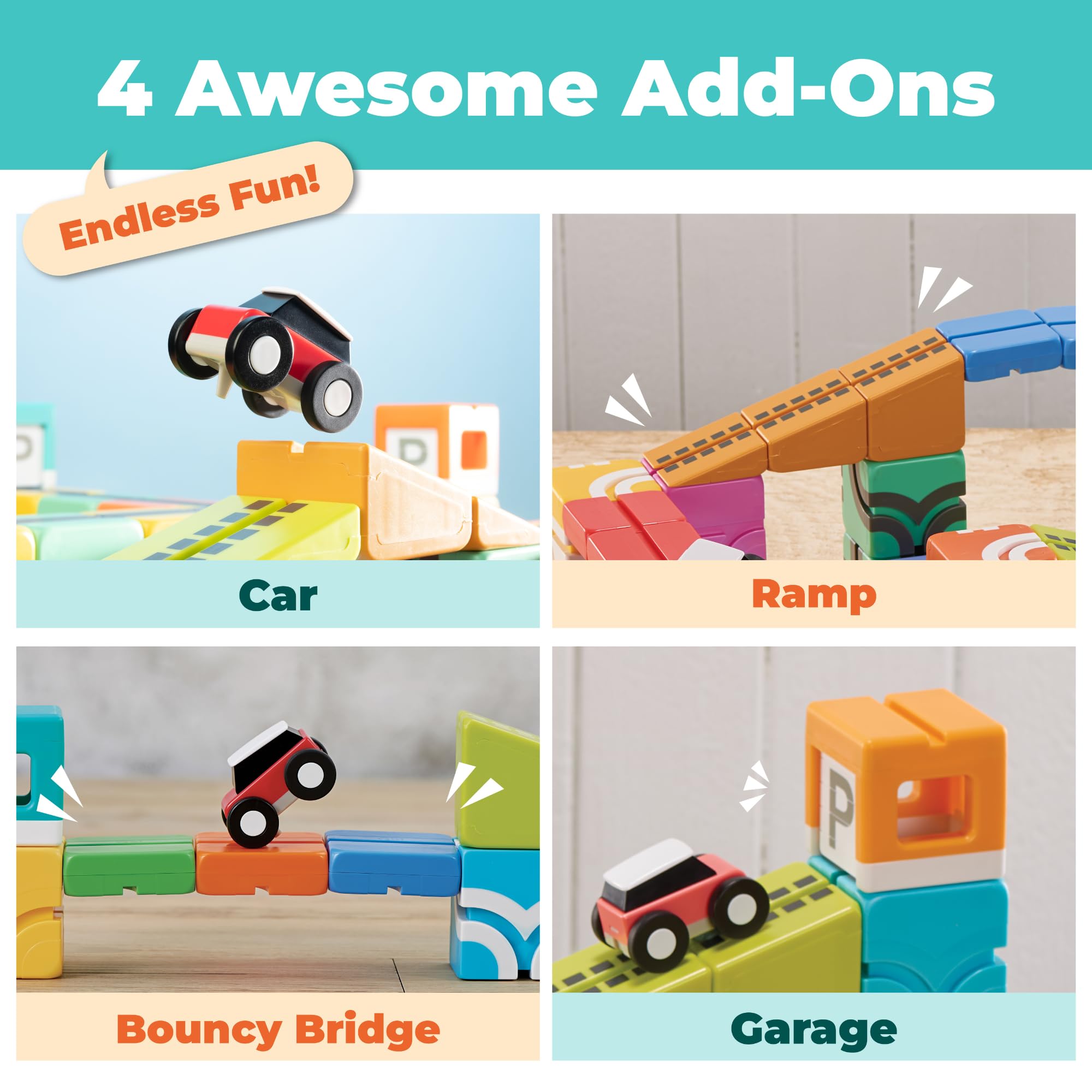 Ramps and loops enable hands-on exploration of balance and engineering ideas.