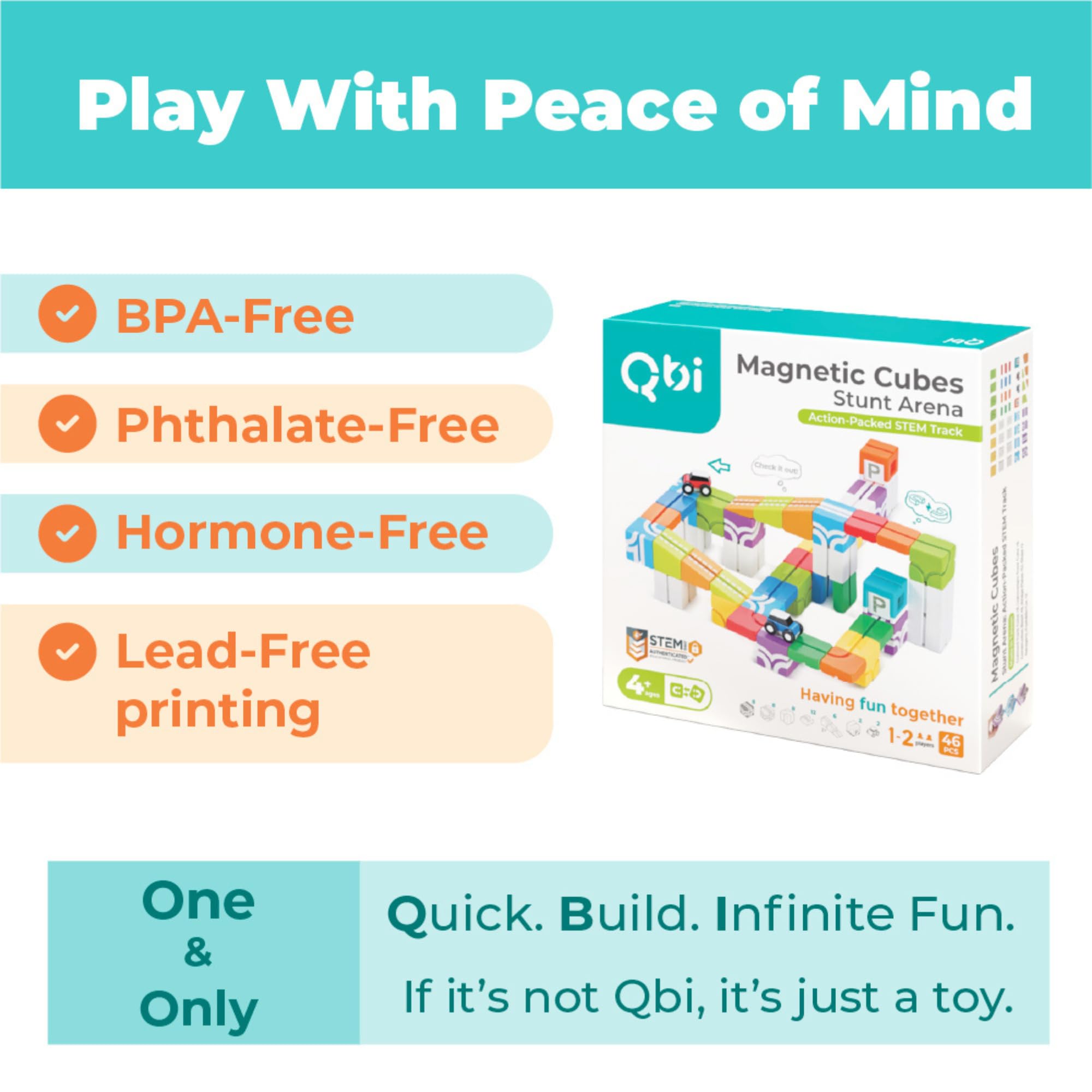 Durable ABS materials ensure safe, long-lasting play with rounded edges.