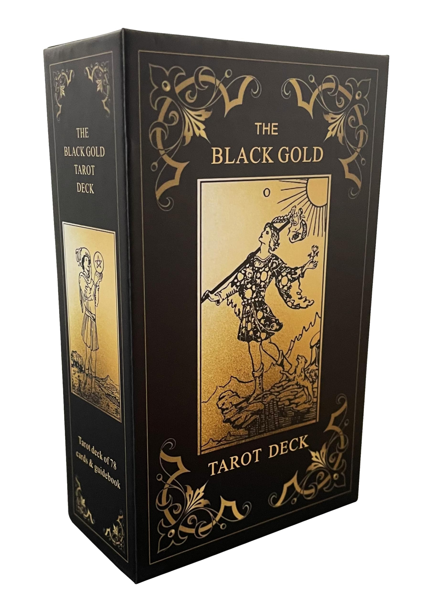 Qcsdckot Black Gold Tarot Deck for beginner-friendly study.